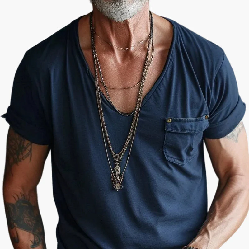 Herren V-Ausschnitt T-Shirt mit Brusttasche – Moderner Freizeit- und Streetstyle Look - Image 8