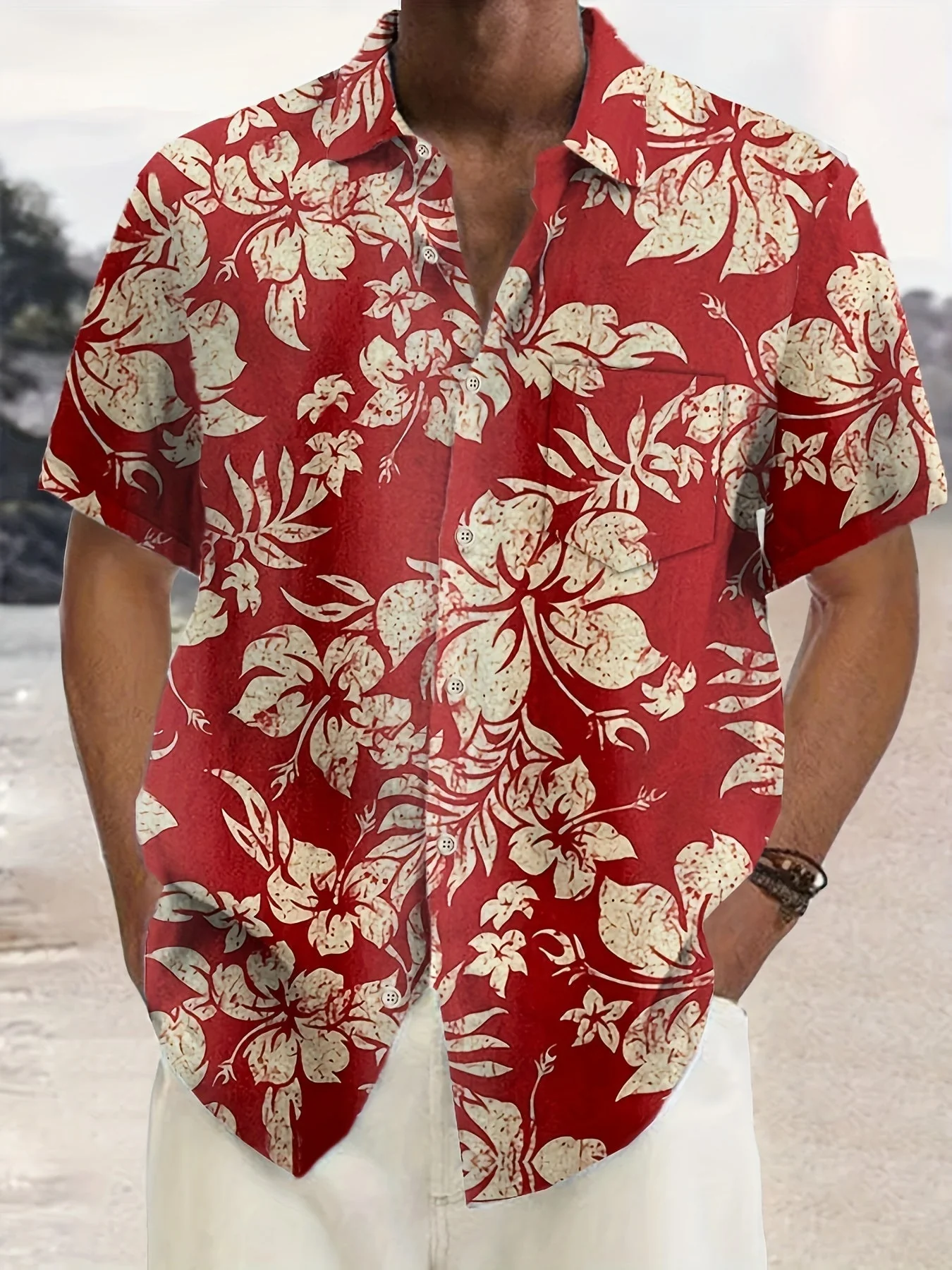 Herren Vintage Aloha Hemd mit Blumenmuster – Sommer Freizeit Kurzarmhemd - Image 2