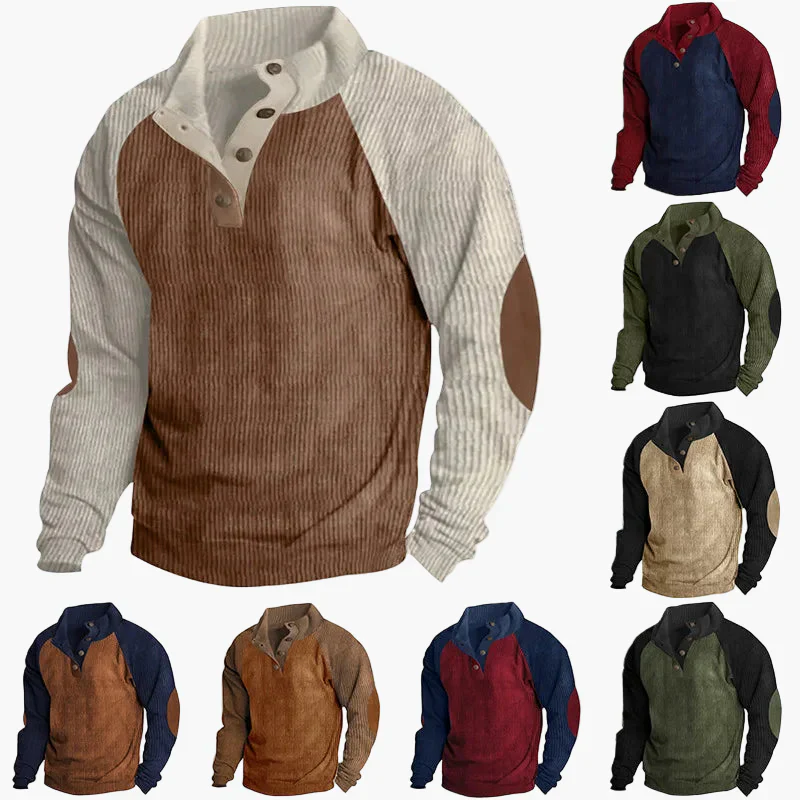 Herren Vintage Freizeitpullover mit Knopfleiste – Retro Stil für Alltag und Outdoor - Image 9