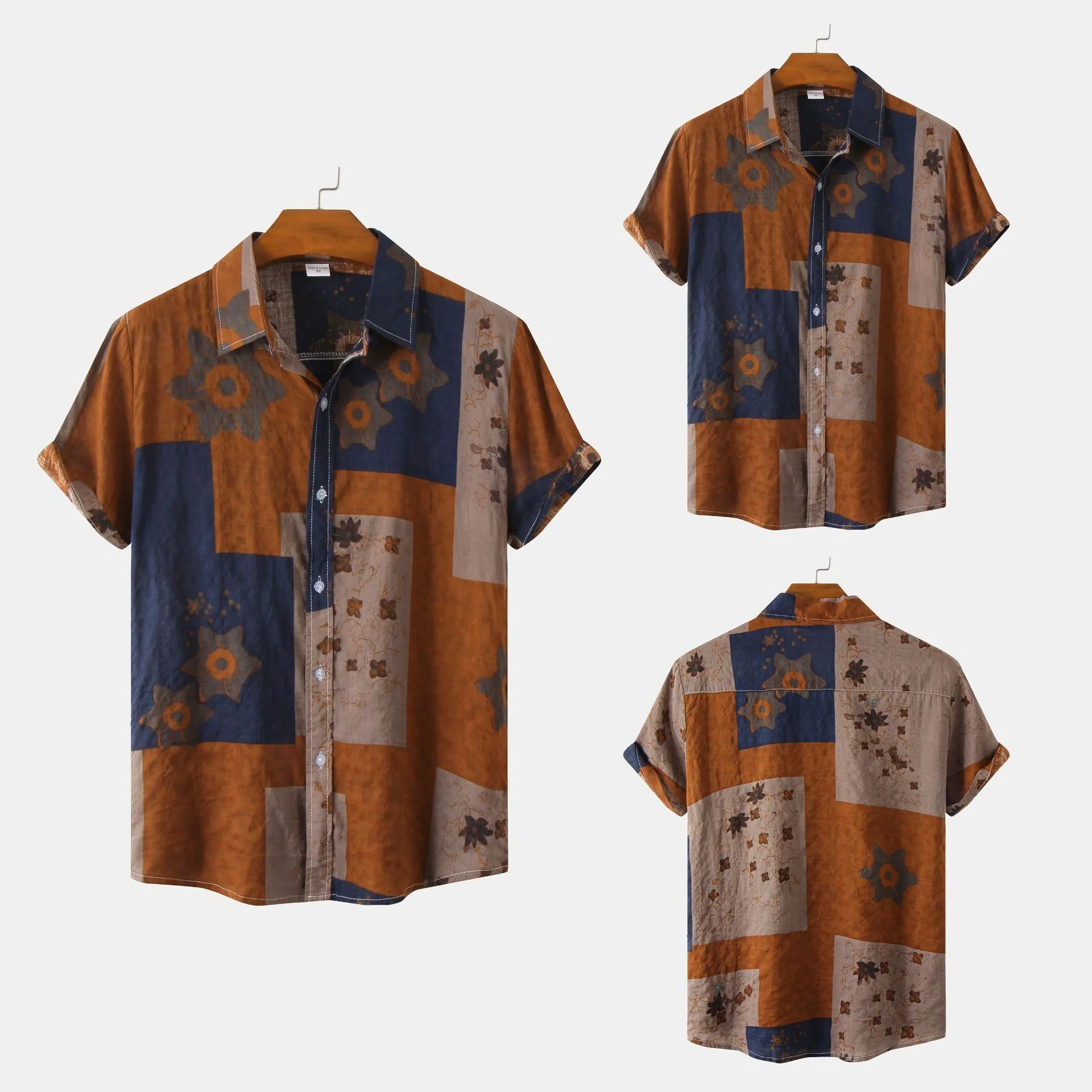 Herren Vintage Kurzarmhemd mit Blumenmuster – Lässiges Sommerhemd für Freizeit und Urlaub - Image 4