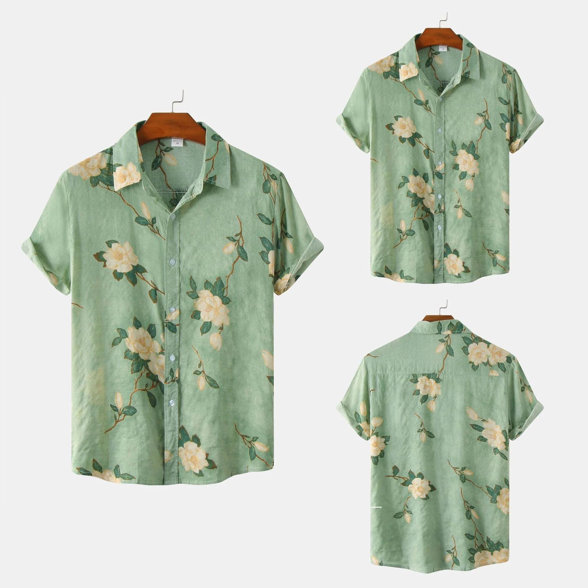Herren Vintage Kurzarmhemd mit Blumenmuster – Lässiges Sommerhemd für Freizeit und Urlaub - Image 5