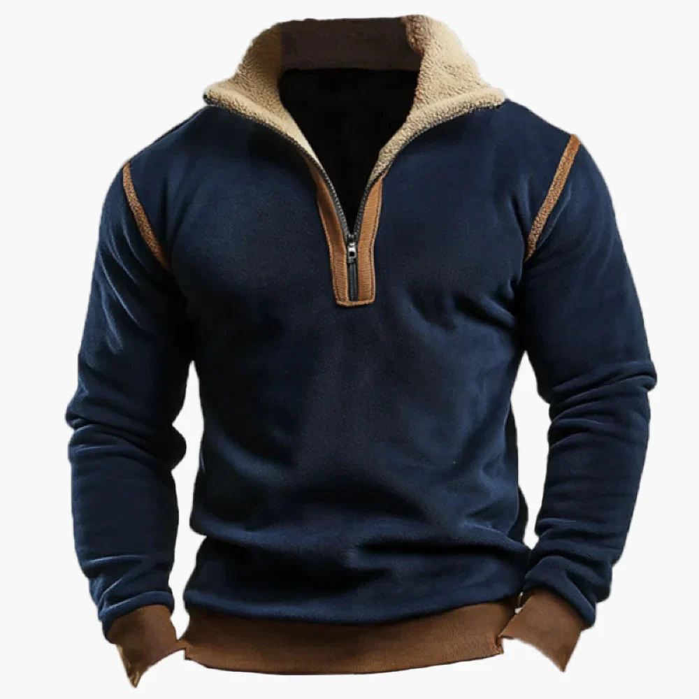 Herren Vintage Patchwork Fleece Pullover – Retro Stil für Herbst und Winter, Freizeit & Alltag - Image 2
