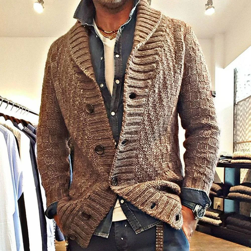 Herren Vintage Strickjacke mit Revers – Modischer Cardigan für Alltag und Freizeit - Image 2
