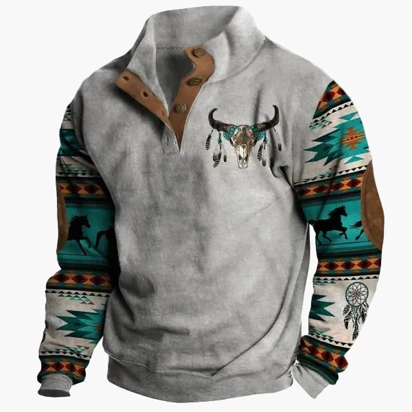 Herren Vintage Western Pullover mit Aztekenmuster und Stehkragen – Freizeit & Outdoor - Image 7