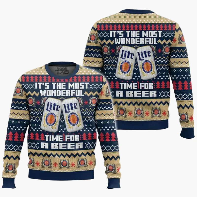 Herren Weihnachtspullover Lustig – It's the Most Wonderful Time for a Beer – Ugly Christmas Sweater für Männer, Party & Geschenk - Image 4