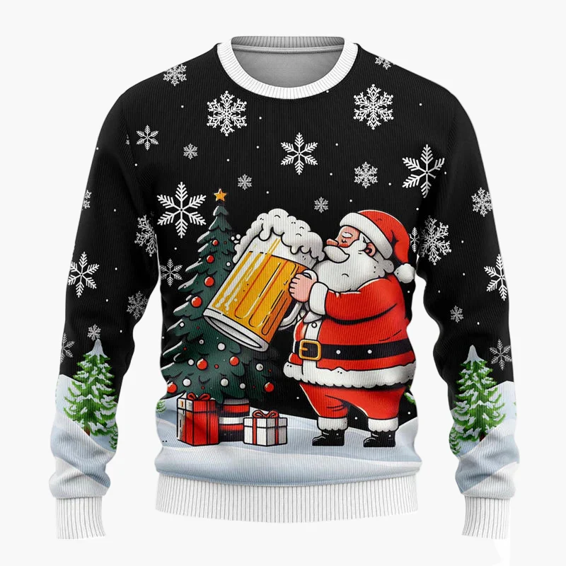 Herren Weihnachtspullover Lustig – Santa mit Bier – Ugly Christmas Sweater für Weihnachtsfeiern - Image 3