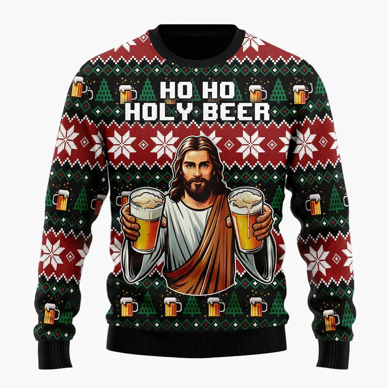 Herren Weihnachtspullover Lustig – Santa mit Bier – Ugly Christmas Sweater für Weihnachtsfeiern - Image 4