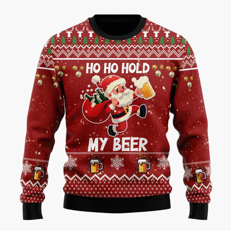 Herren Weihnachtspullover Lustig – Santa mit Bier – Ugly Christmas Sweater für Weihnachtsfeiern - Image 6