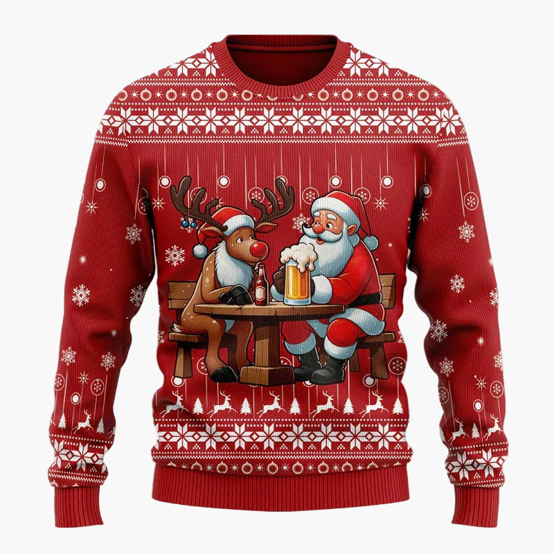 Herren Weihnachtspullover Lustig – Santa mit Bier – Ugly Christmas Sweater für Weihnachtsfeiern - Image 7