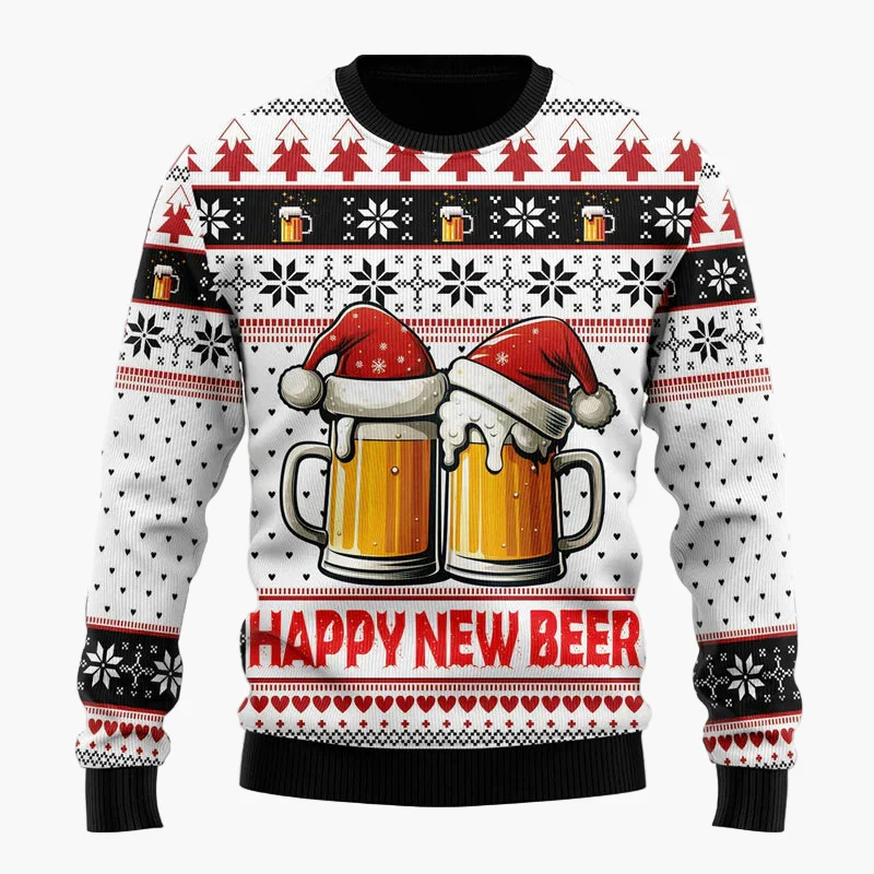 Herren Weihnachtspullover Lustig – Santa mit Bier – Ugly Christmas Sweater für Weihnachtsfeiern - Image 9