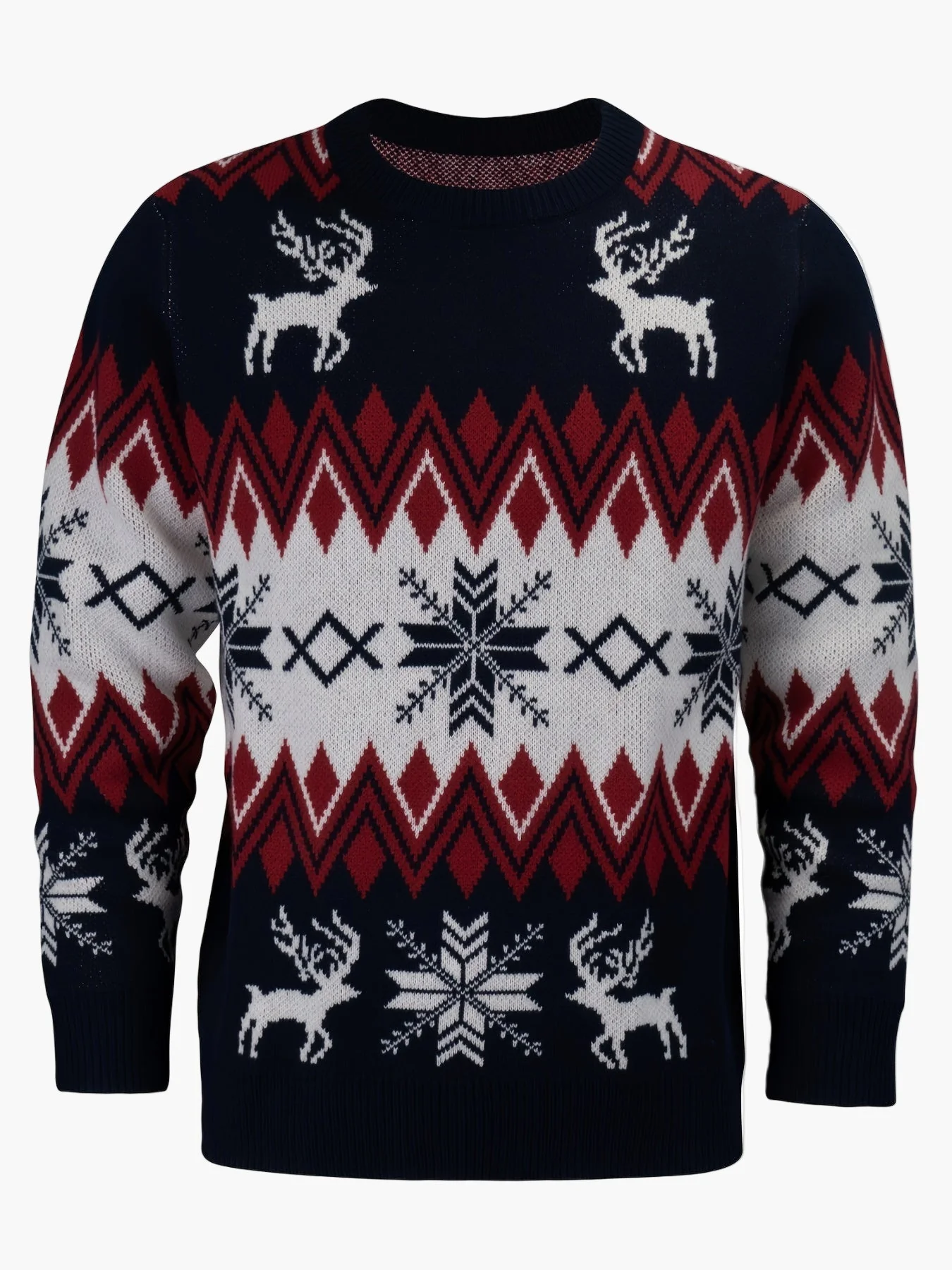 Herren Weihnachtspullover mit Rentier- und Schneeflockenmotiv – Klassischer Winter-Style für festliche Anlässe
