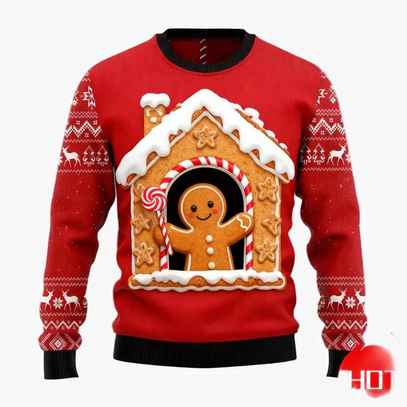 Herren Ugly Christmas Sweater – Weihnachtspullover mit Lebkuchen-Motiv - Image 10