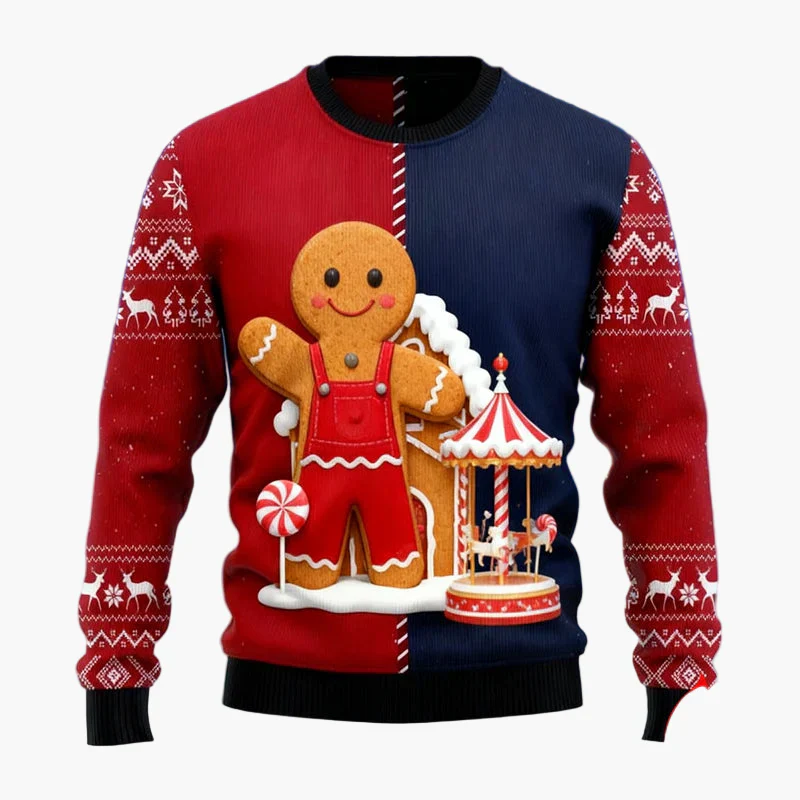 Herren Ugly Christmas Sweater – Weihnachtspullover mit Lebkuchen-Motiv - Image 2