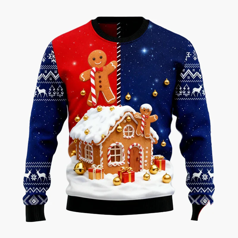 Herren Ugly Christmas Sweater – Weihnachtspullover mit Lebkuchen-Motiv - Image 3