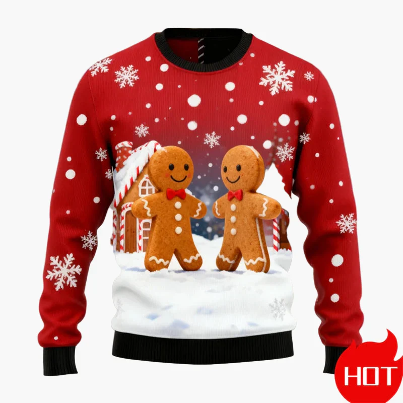 Herren Ugly Christmas Sweater – Weihnachtspullover mit Lebkuchen-Motiv - Image 4