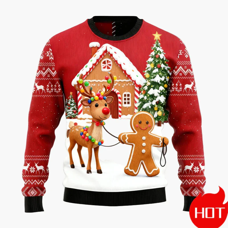 Herren Ugly Christmas Sweater – Weihnachtspullover mit Lebkuchen-Motiv - Image 5