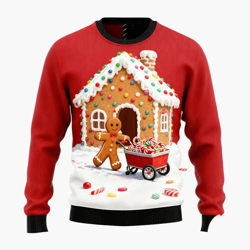 Herren Ugly Christmas Sweater – Weihnachtspullover mit Lebkuchen-Motiv - Image 7