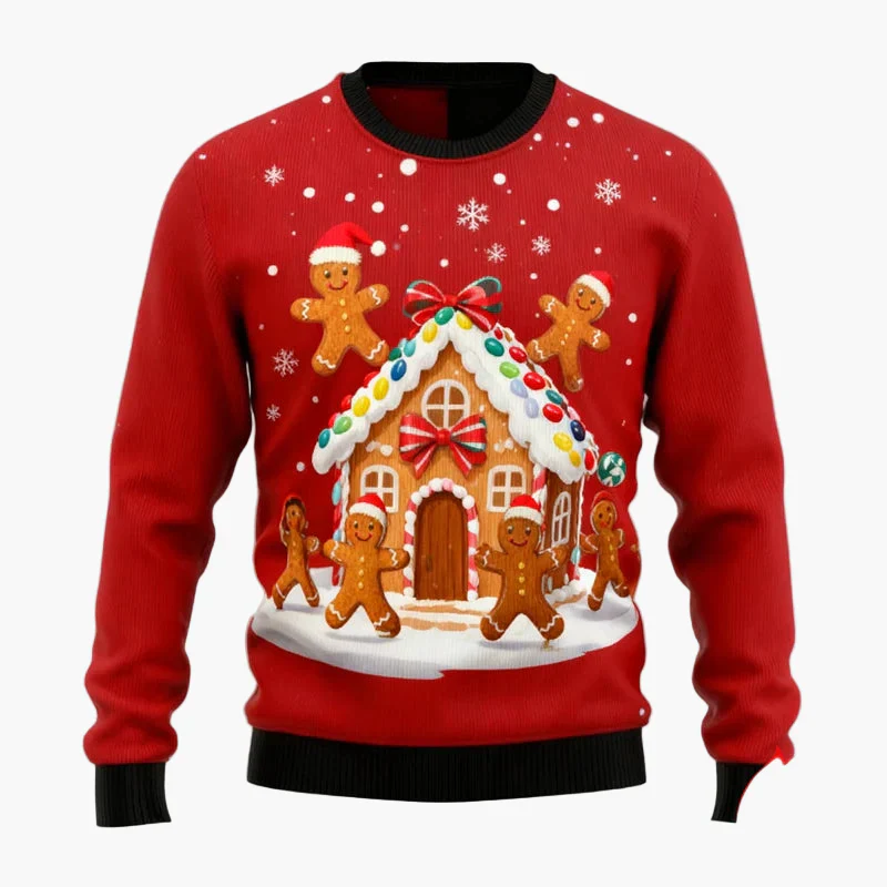 Herren Ugly Christmas Sweater – Weihnachtspullover mit Lebkuchen-Motiv - Image 8