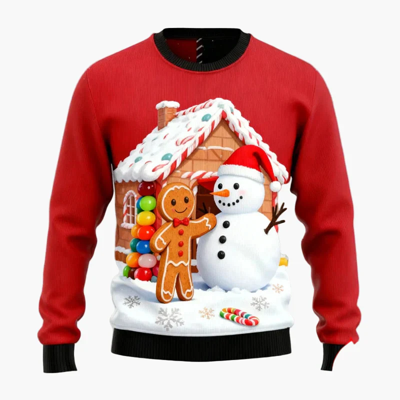 Herren Ugly Christmas Sweater – Weihnachtspullover mit Lebkuchen-Motiv - Image 9