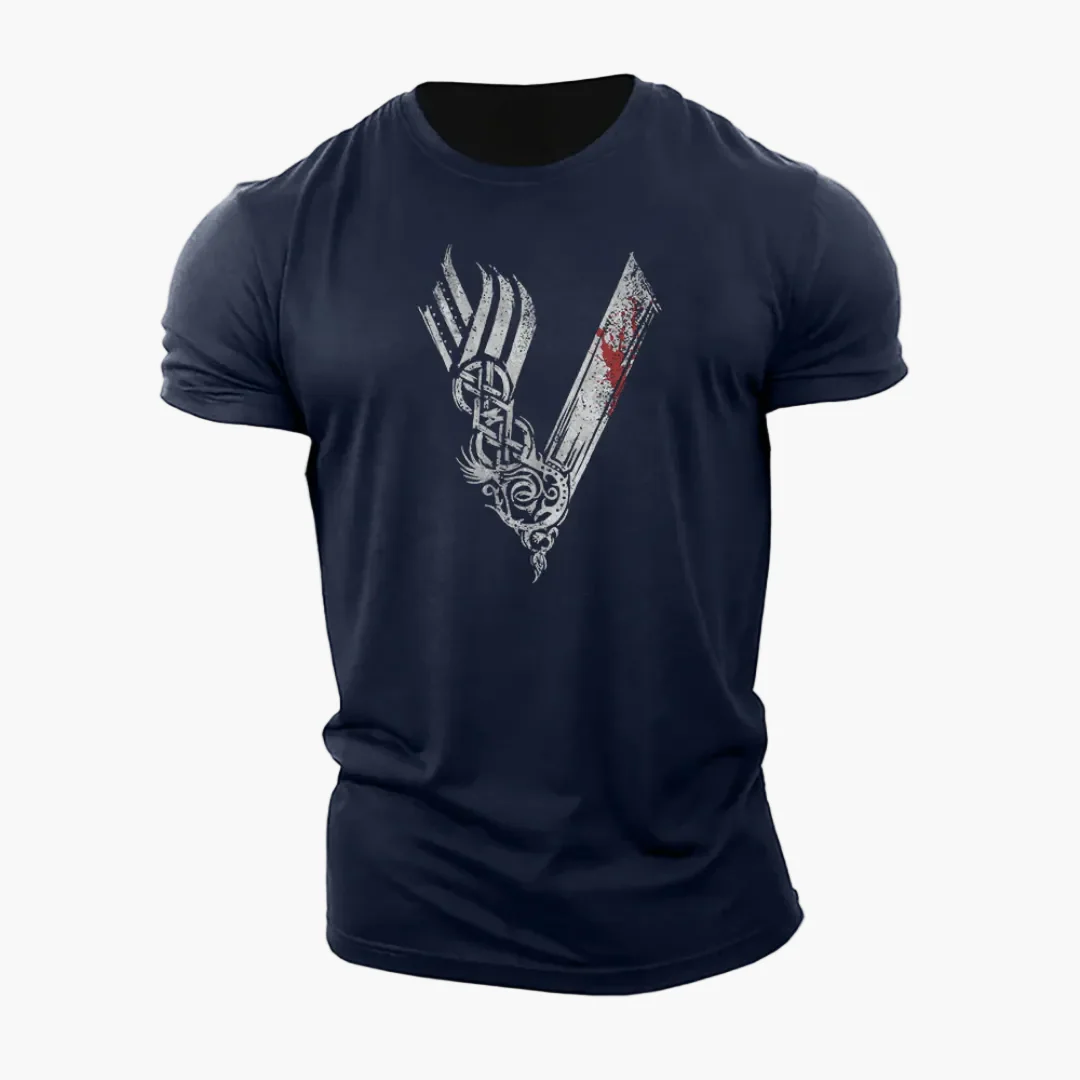 Herren Wikinger Warrior T-Shirt – 3D Druck, Figurbetonter Stil, Perfekt für Sport & Freizeit - Image 2
