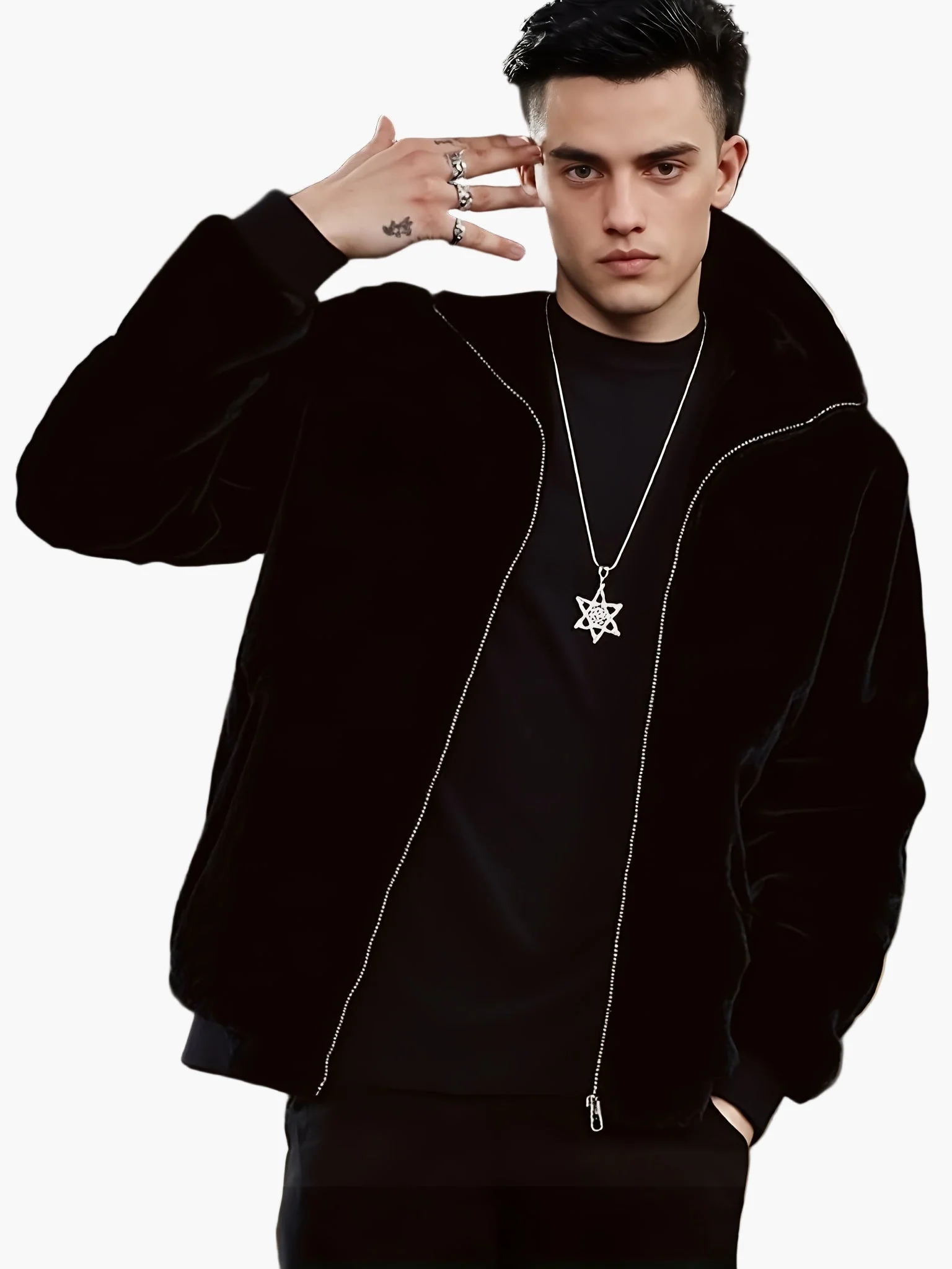 Herren Winter Kapuzenjacke Warm Gefüttert Modisch Freizeit Fleecejacke - Image 9