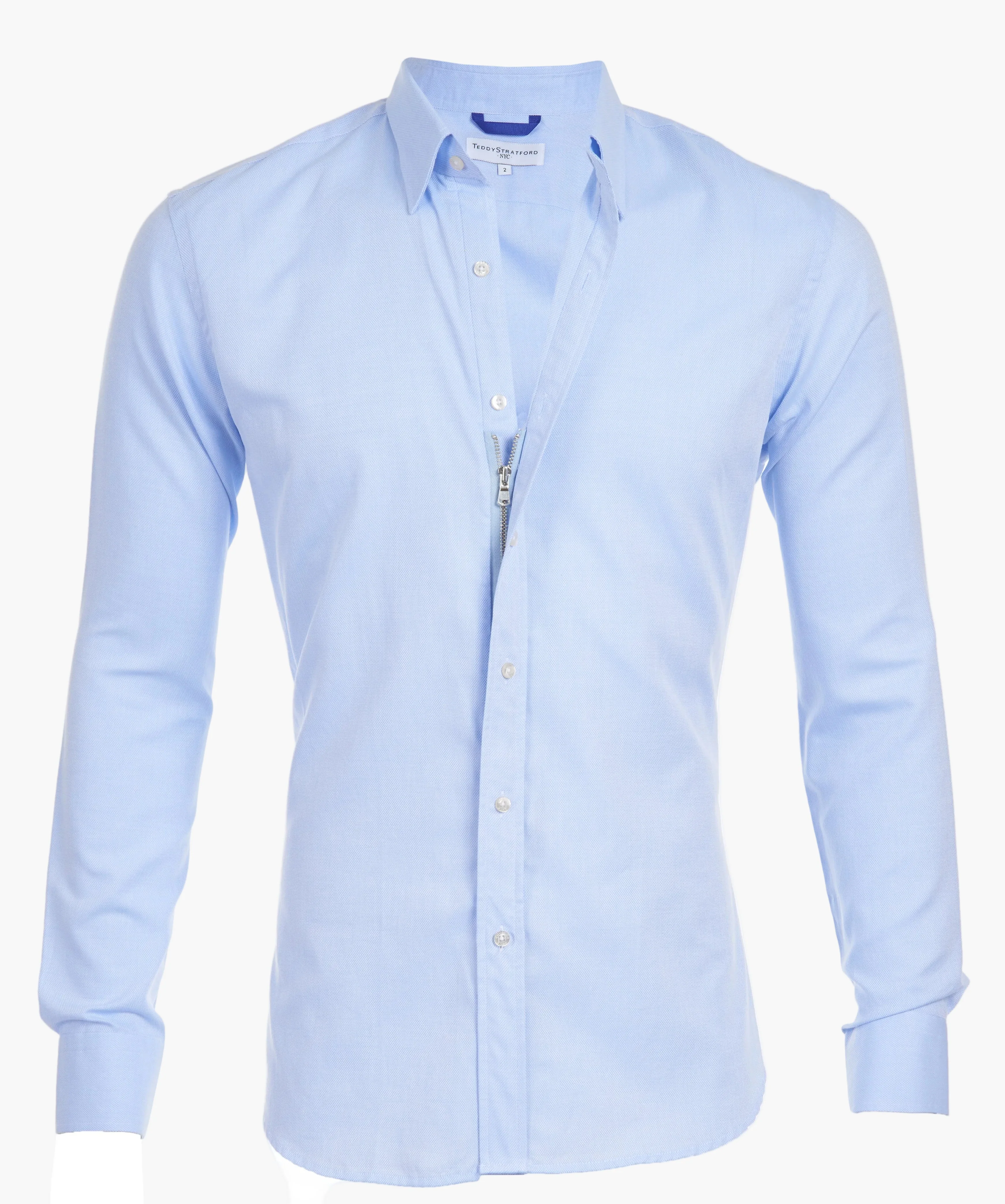 Herren Zip Fit Business Hemd – Modernes, figurbetontes Langarmhemd mit verdecktem Reißverschluss