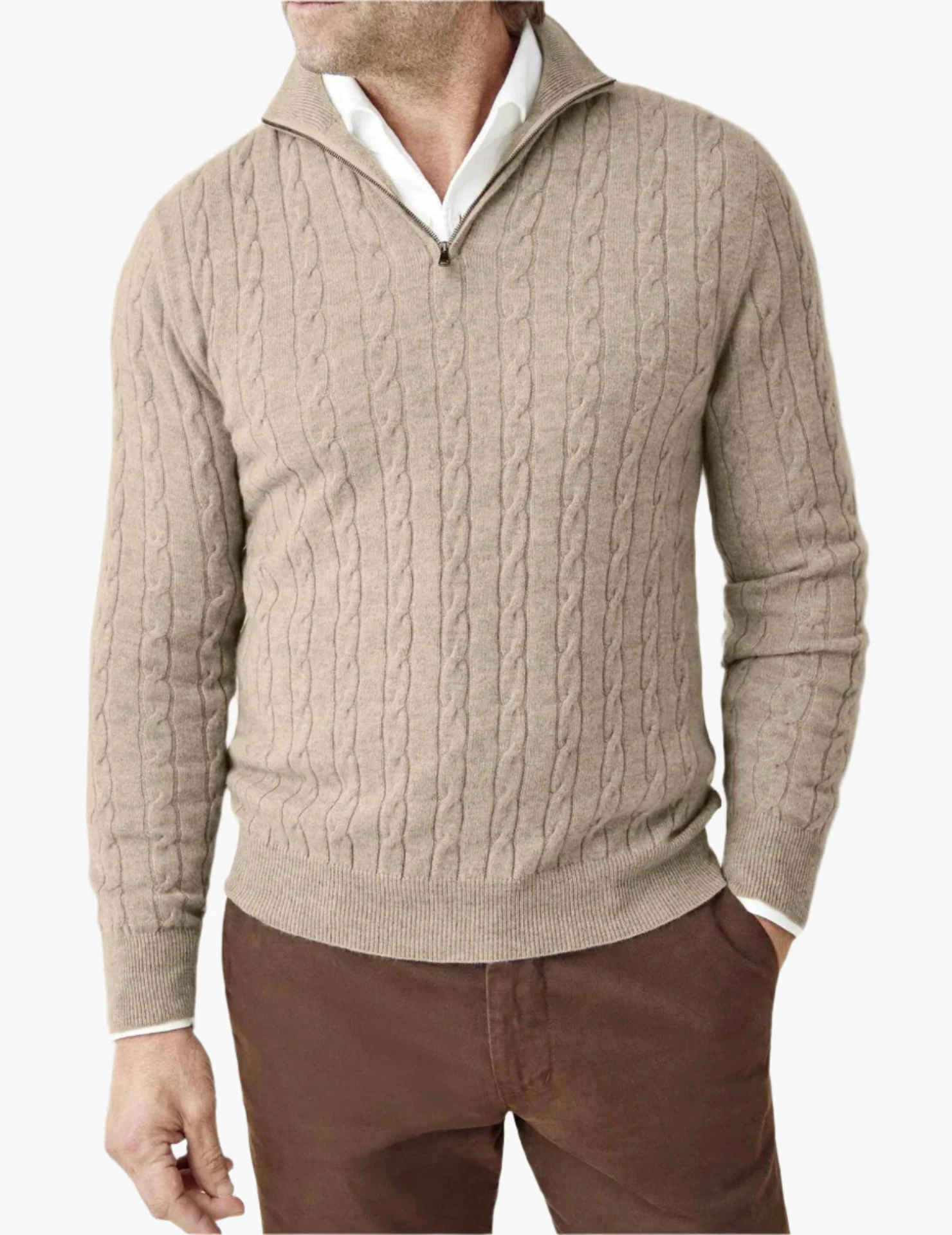 Herren Zopfmuster Pullover mit Reißverschluss – Eleganter Business & Freizeit Strick - Image 11
