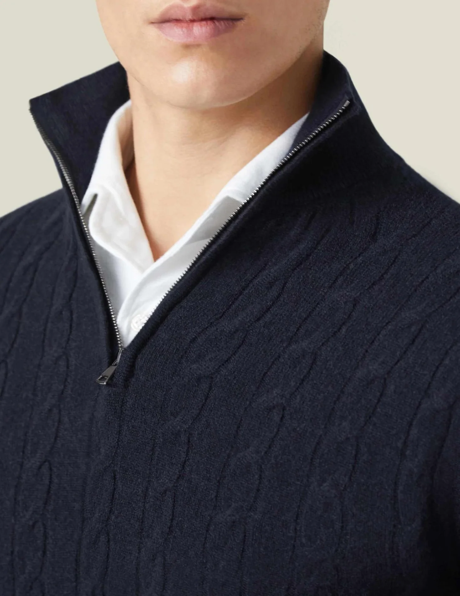 Herren Zopfmuster Pullover mit Reißverschluss – Eleganter Business & Freizeit Strick - Image 4