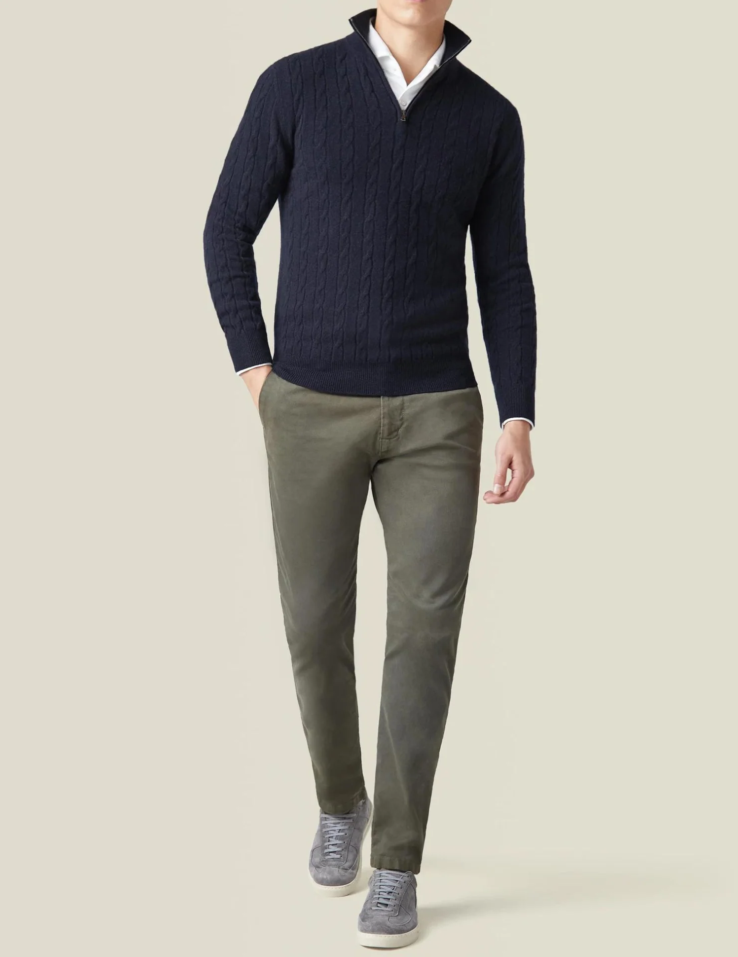 Herren Zopfmuster Pullover mit Reißverschluss – Eleganter Business & Freizeit Strick - Image 5