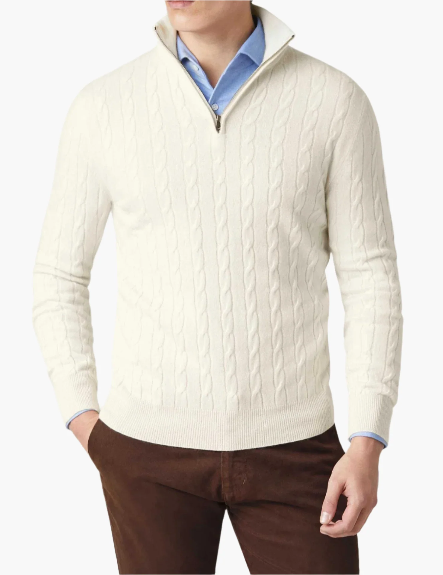 Herren Zopfmuster Pullover mit Reißverschluss – Eleganter Business & Freizeit Strick - Image 7