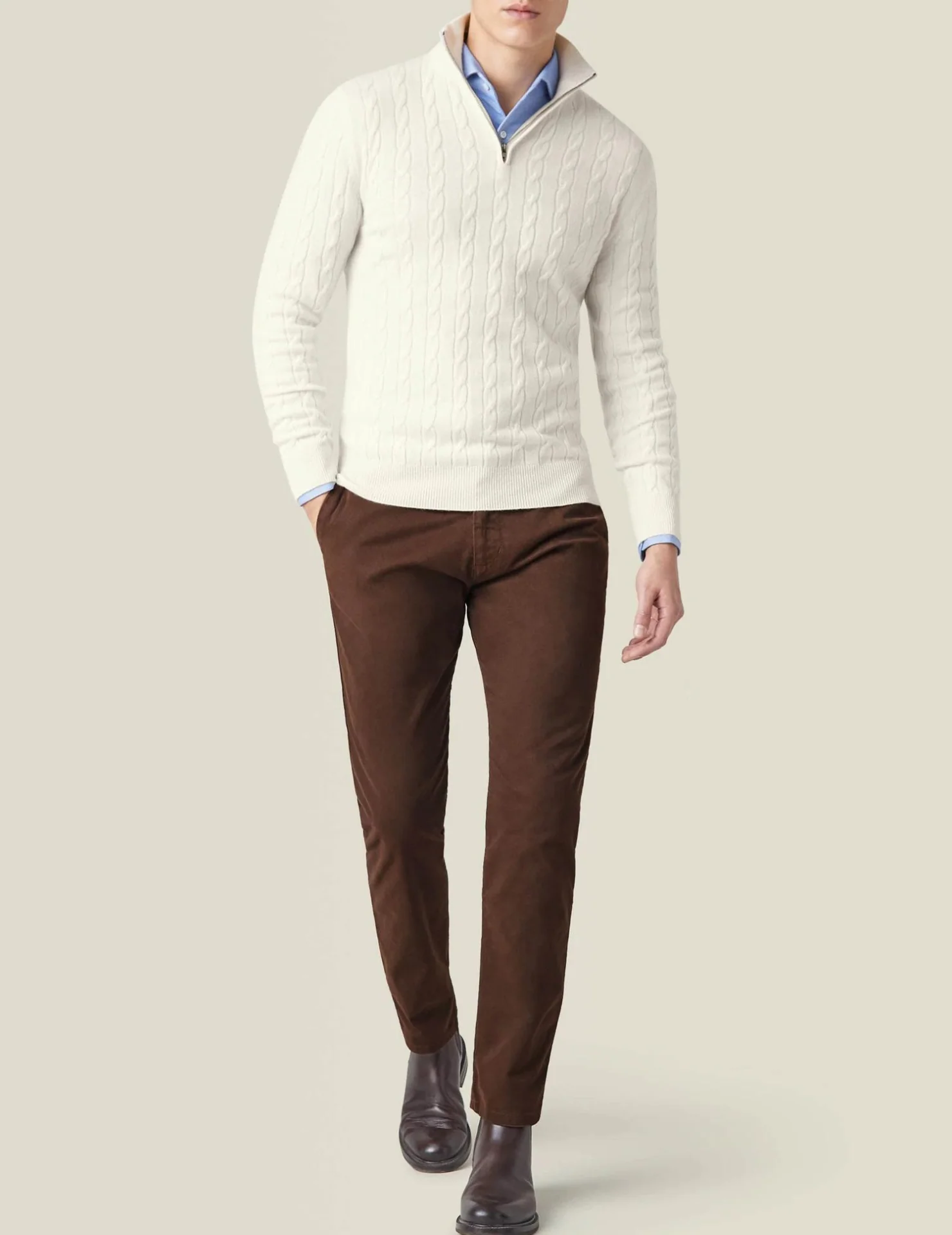 Herren Zopfmuster Pullover mit Reißverschluss – Eleganter Business & Freizeit Strick - Image 8