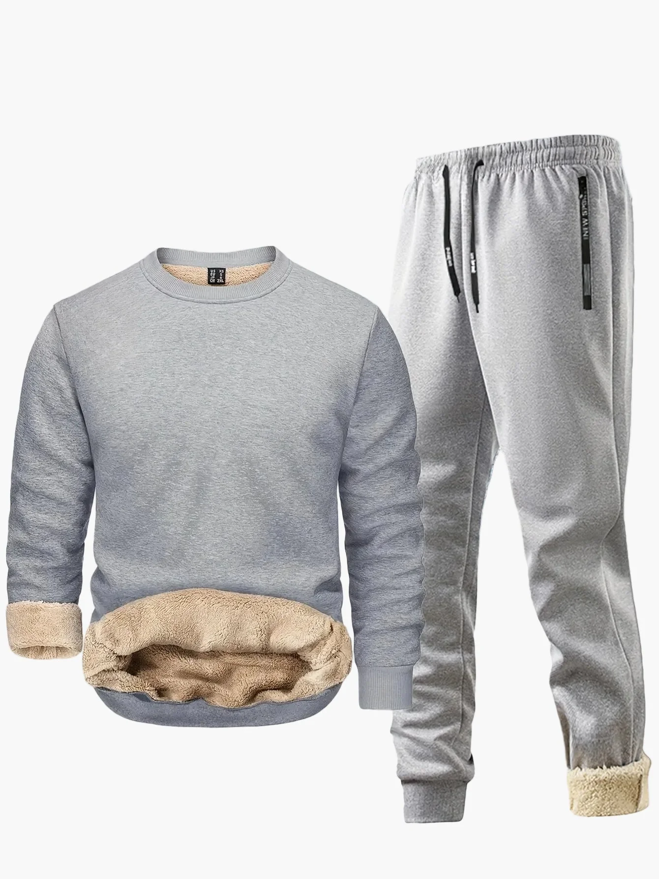 Herren Zweiteiliger Trainingsanzug für Herbst & Winter – Fleece Gefüttert, Lässig, Warm, Ideal für Freizeit & Sport - Image 2