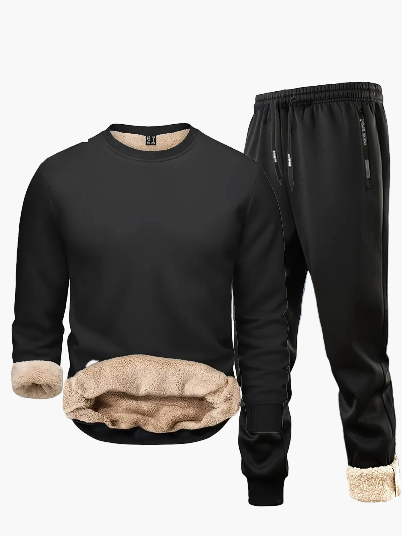 Herren Zweiteiliger Trainingsanzug für Herbst & Winter – Fleece Gefüttert, Lässig, Warm, Ideal für Freizeit & Sport - Image 3