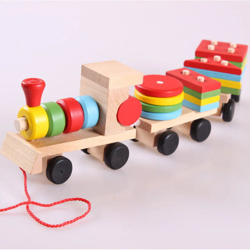 Holz Lernspielzeug Zug für Kinder – Stapel- und Sortierspiel ab 1 Jahr