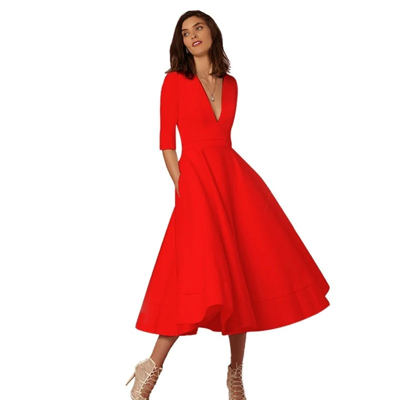 Jasmine – V-Ausschnitt Kleid im Retro 60er Swing Stil - Image 2