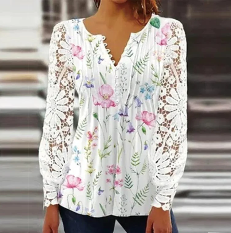 Julia – Faltendes T-Shirt mit Spitzenärmel in einfarbiger Ausführung - Image 13