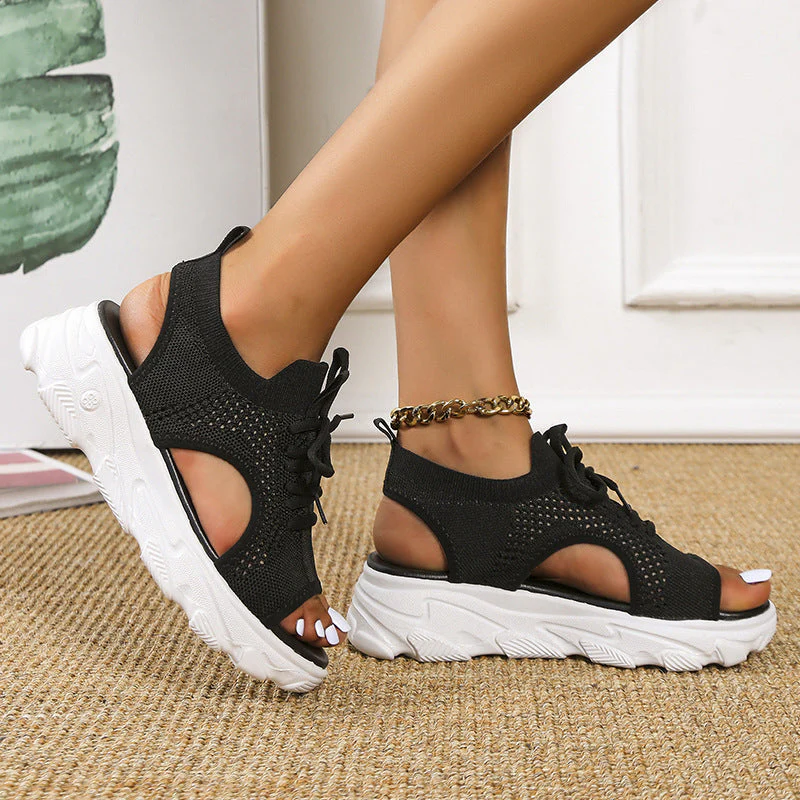 Juliet – Modische flache Sommersandalen mit dickem Boden und weichem Mesh - Image 3