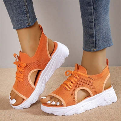 Juliet – Modische flache Sommersandalen mit dickem Boden und weichem Mesh - Image 6