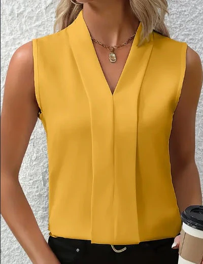 Karen – Elegante Ärmellose Damenbluse mit V-Ausschnitt – Leicht & Vielseitig für Frühling und Sommer - Image 4