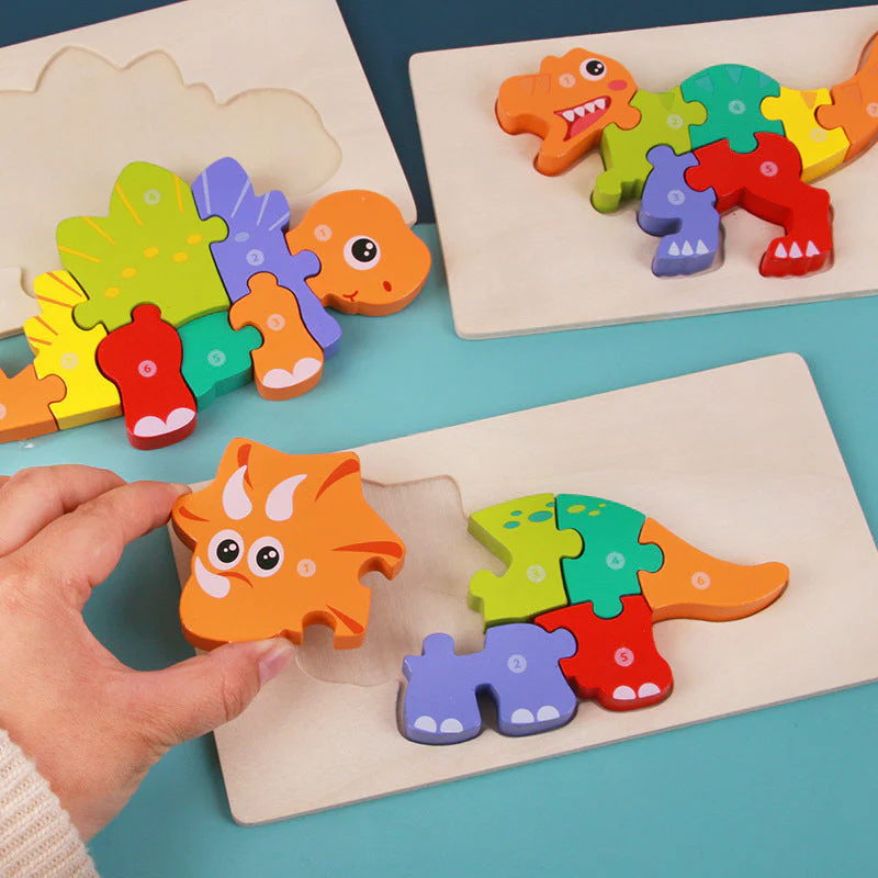 Kinder 3D Dinosaurier Holzpuzzle – Lernspielzeug & Motoriktraining - Image 2