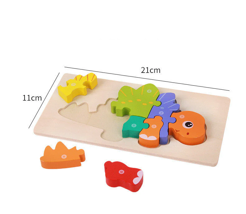 Kinder 3D Dinosaurier Holzpuzzle – Lernspielzeug & Motoriktraining - Image 3