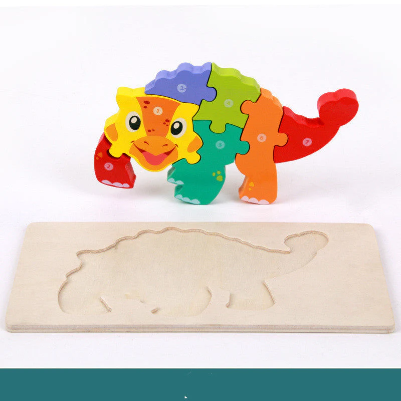 Kinder 3D Dinosaurier Holzpuzzle – Lernspielzeug & Motoriktraining - Image 4