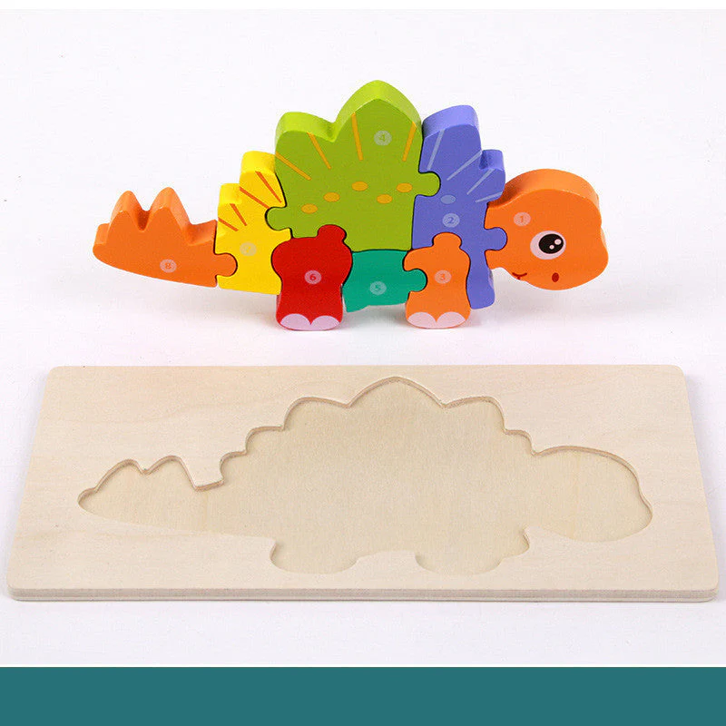 Kinder 3D Dinosaurier Holzpuzzle – Lernspielzeug & Motoriktraining - Image 7