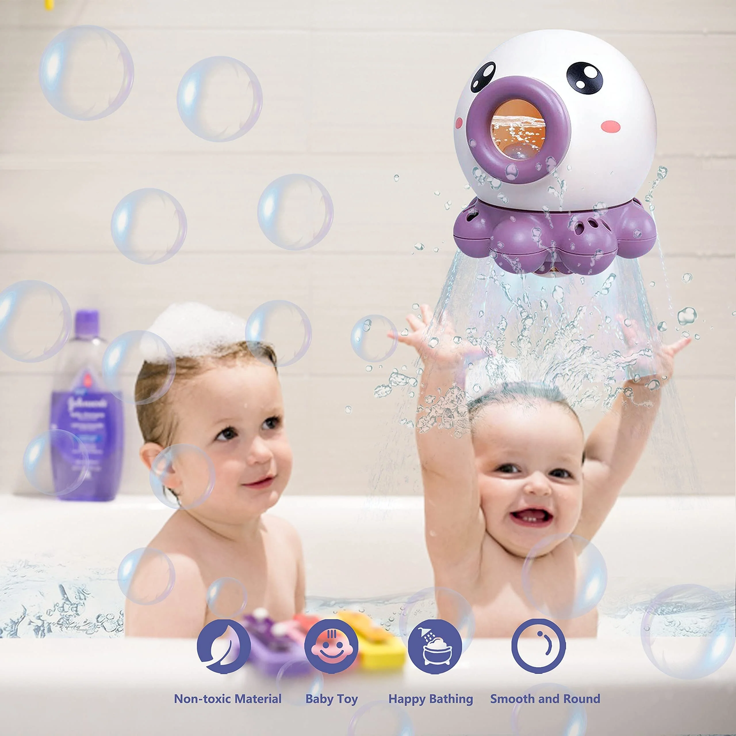 Kinder Bade-Spielzeug Oktopus – Interaktives Wasserspritz-Spielzeug für Babys und Kleinkinder – Badespaß für Mädchen und Jungen