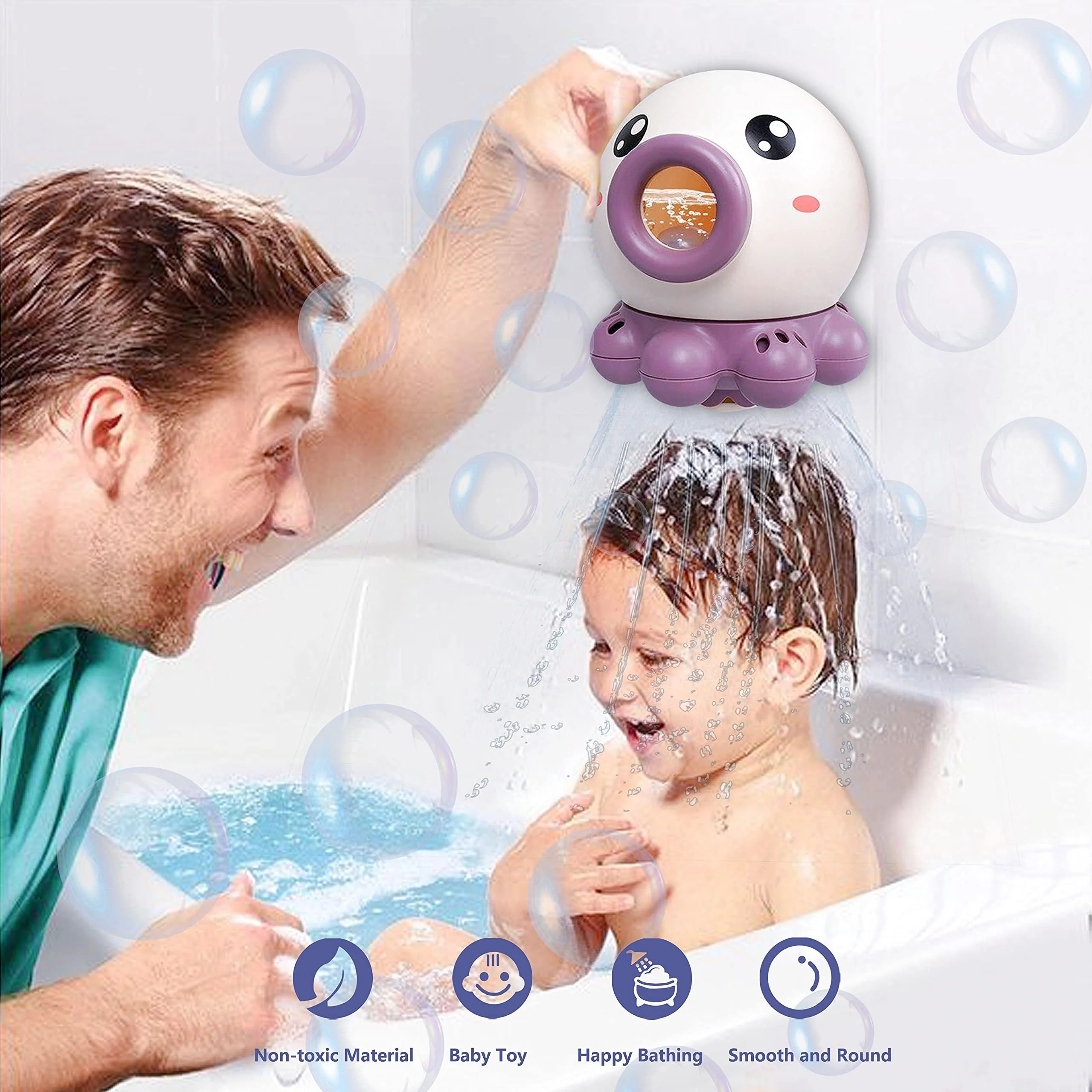 Kinder Bade-Spielzeug Oktopus – Interaktives Wasserspritz-Spielzeug für Babys und Kleinkinder – Badespaß für Mädchen und Jungen - Image 2