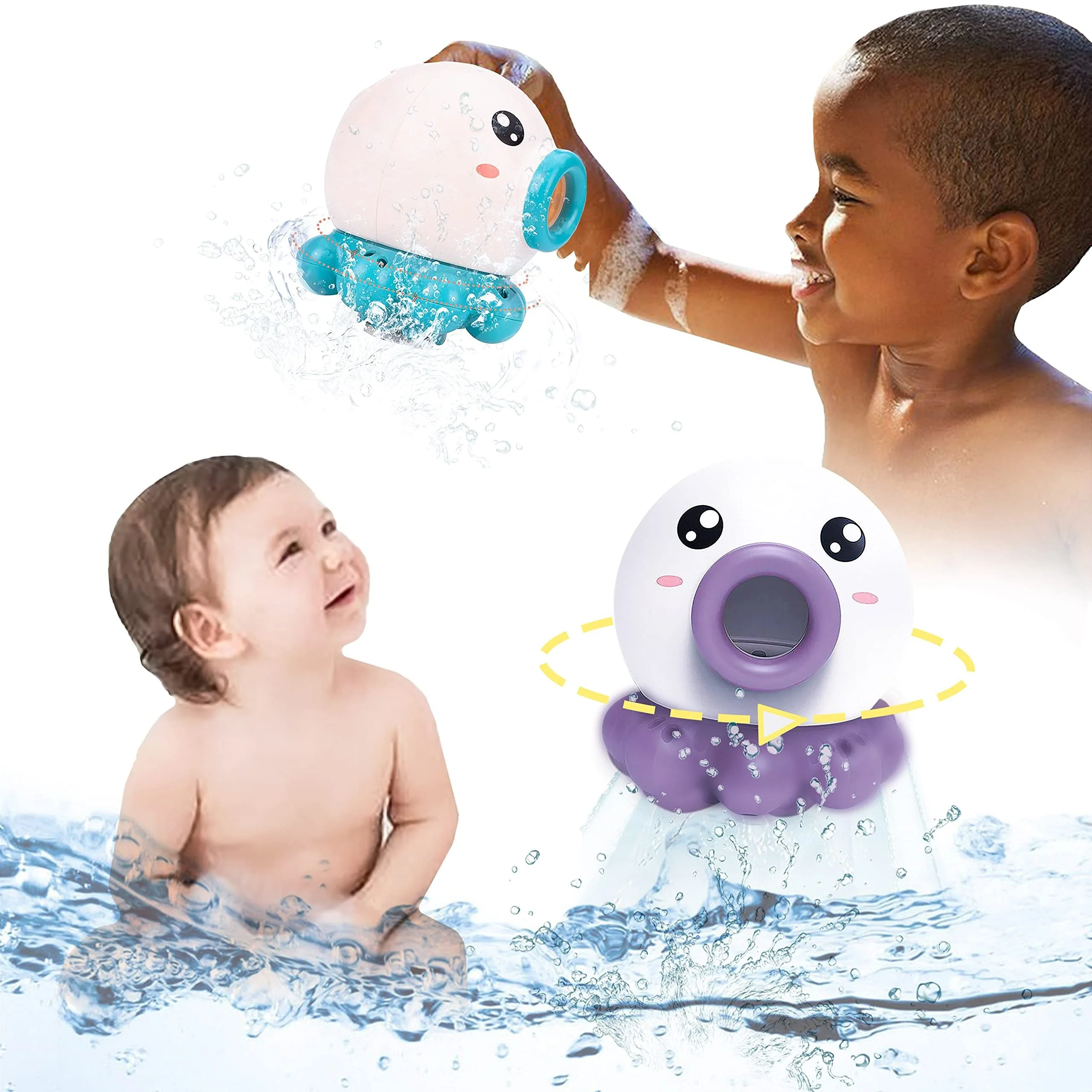Kinder Bade-Spielzeug Oktopus – Interaktives Wasserspritz-Spielzeug für Babys und Kleinkinder – Badespaß für Mädchen und Jungen - Image 3