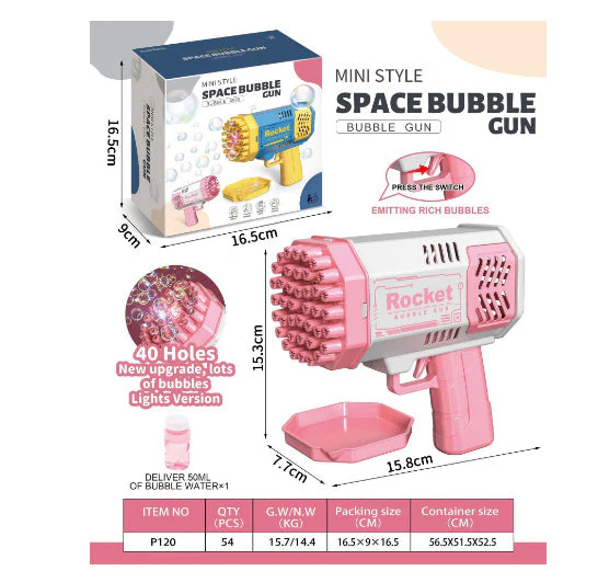 Kinder Bazooka Bubble Gun – Elektrische Seifenblasenpistole mit 69 Düsen, wiederaufladbar, für Jungen und Mädchen, Outdoor-Spielzeug - Image 14