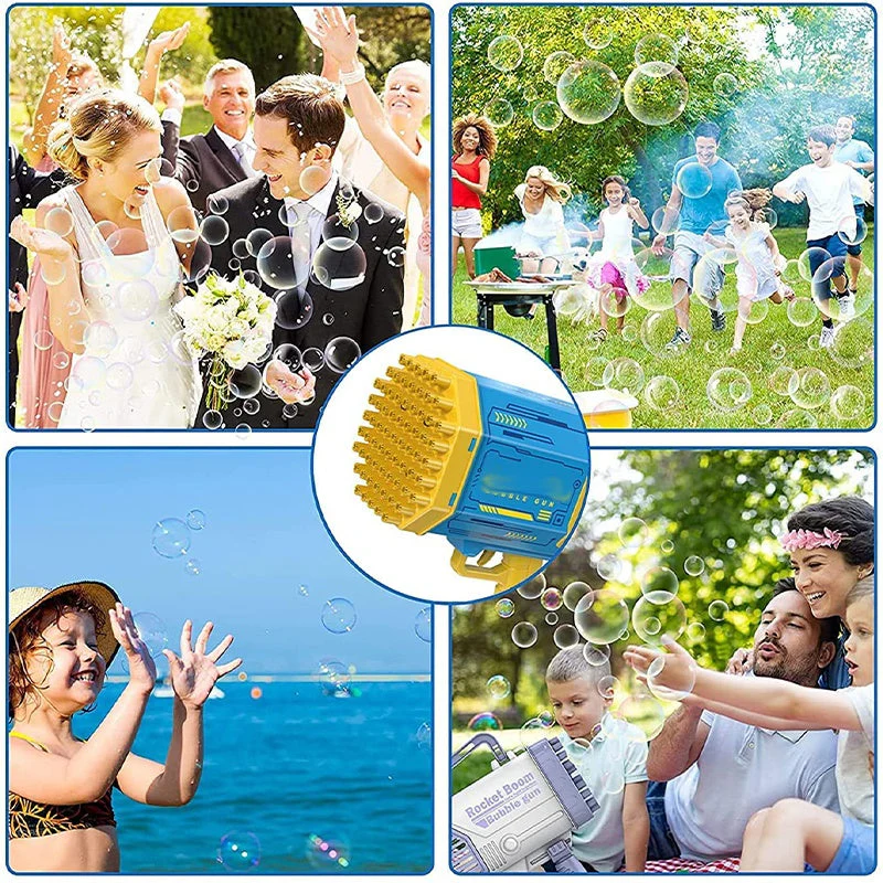 Kinder Bazooka Bubble Gun – Elektrische Seifenblasenpistole mit 69 Düsen, wiederaufladbar, für Jungen und Mädchen, Outdoor-Spielzeug - Image 5