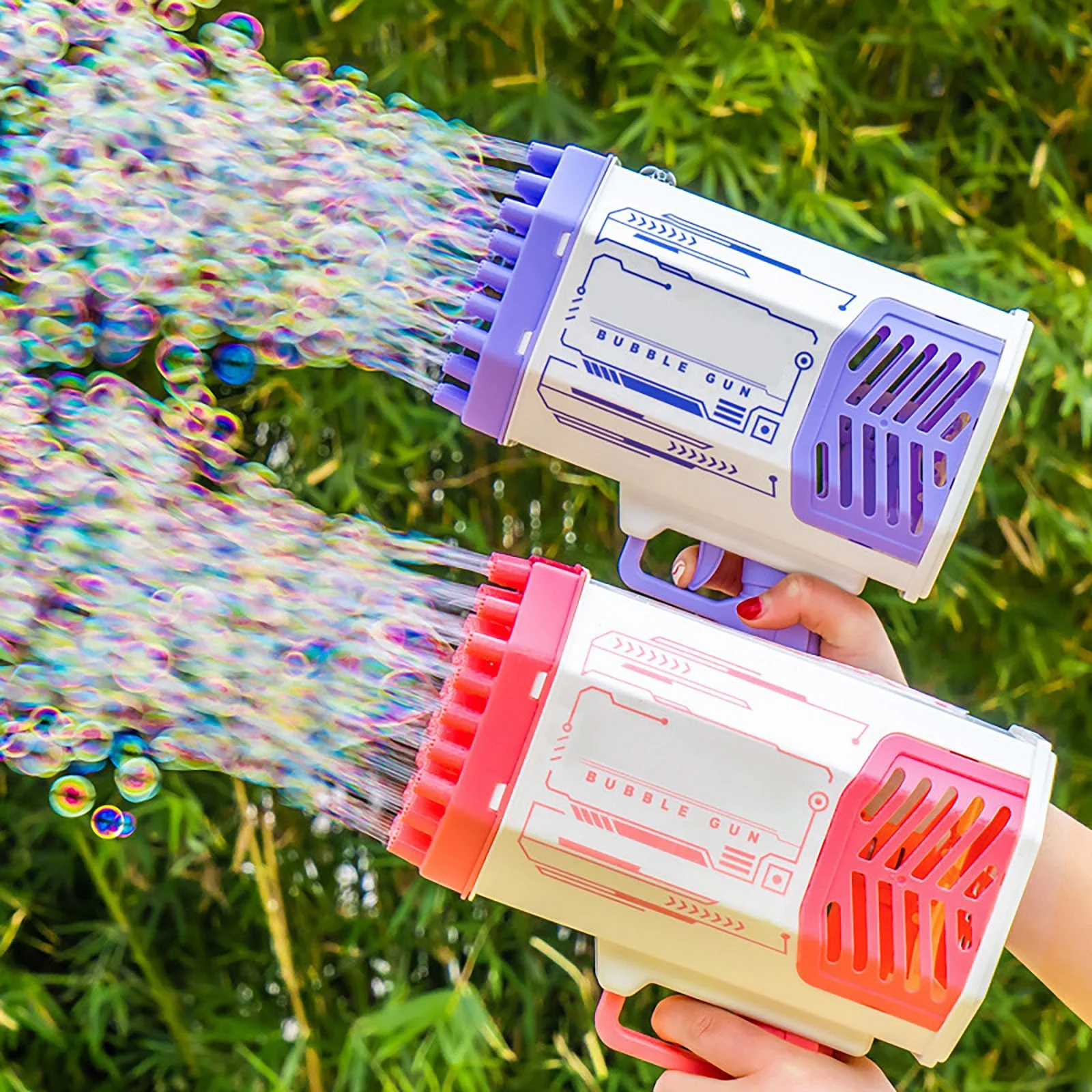 Kinder Bazooka Bubble Gun – Elektrische Seifenblasenpistole mit 69 Düsen, wiederaufladbar, für Jungen und Mädchen, Outdoor-Spielzeug - Image 7