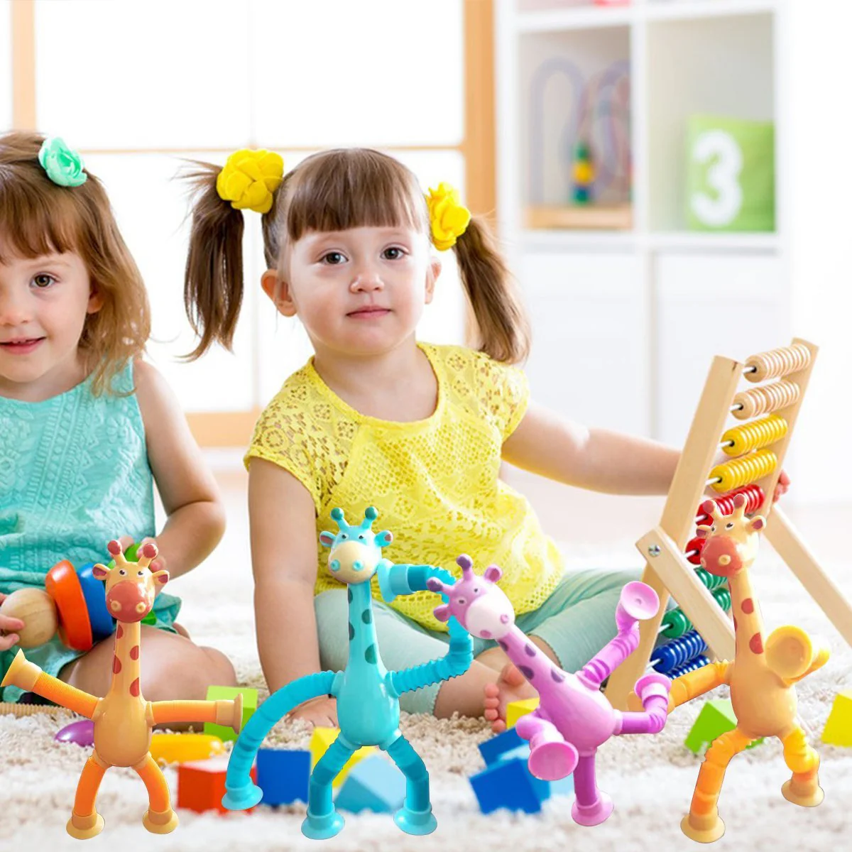 Kinder Cartoon Telescopic Giraffe Fidget Spielzeug mit Saugnapf – Stressabbau & Sensorischer Spaß - Image 2